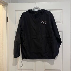 Georgia Champion Black Athletic Pullover water resistant rain jacket